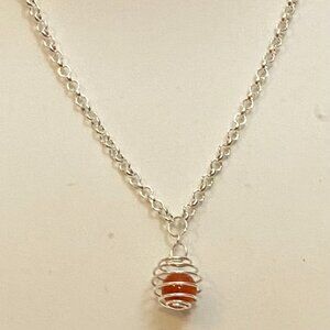NEW Carnelian crystal bead in a cage necklace